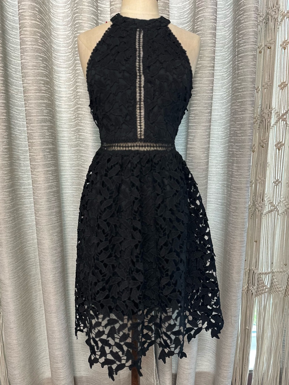 Just Me Black Lace Halter Dress Size Small | Cocktail Party Wedding Guest